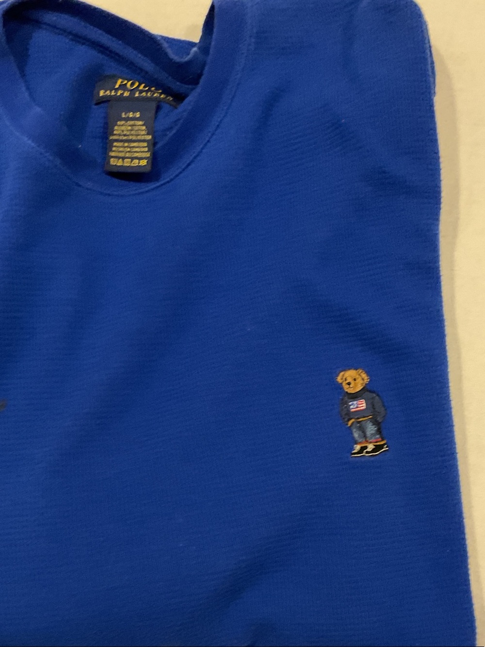 Polo Ralph Lauren Long Sleeve T-Shirt Bear Patch Crewneck Large